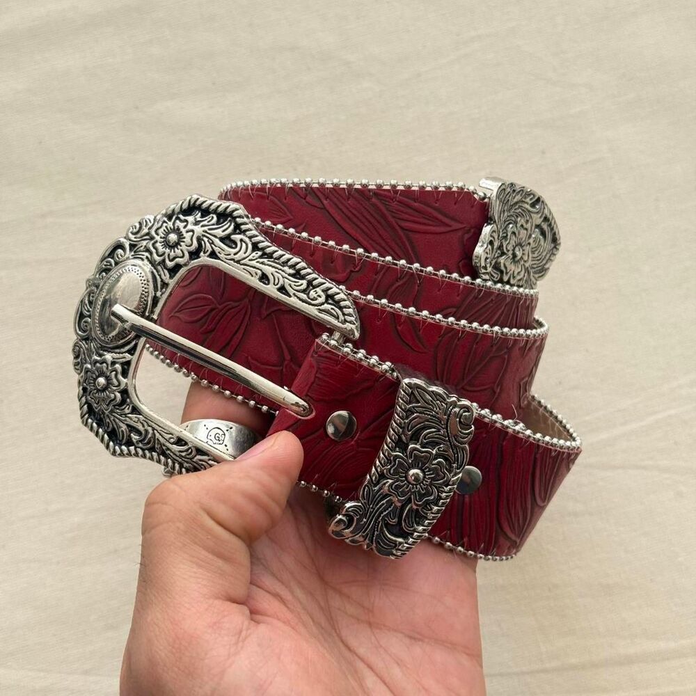 Unbranded Women's Red and Burgundy Belt